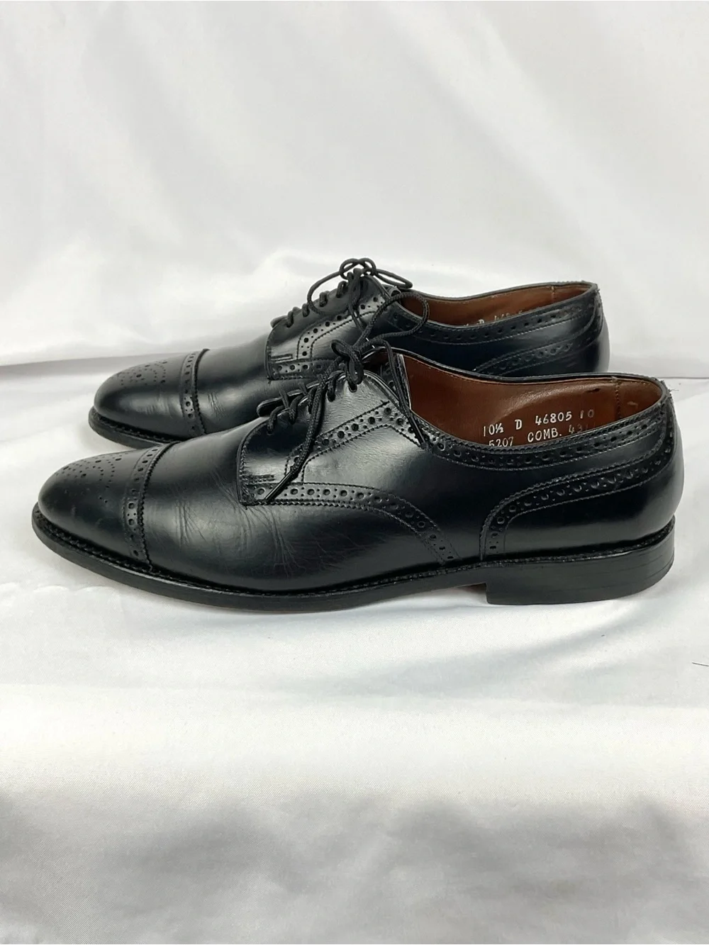 Allen Edmonds Black Leather Dress Shoes Cap Toe Sanford Oxford Sz 10.5 D